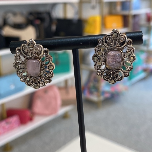 Elegant Silver tone and Purple Earrings - Picture 4 of 5